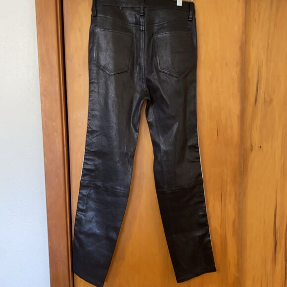 NWOT rag & bone | Black 100% Lamb Leather Jeans/Pants w/ White Stripes - Size 27 - Picture 5 of 12